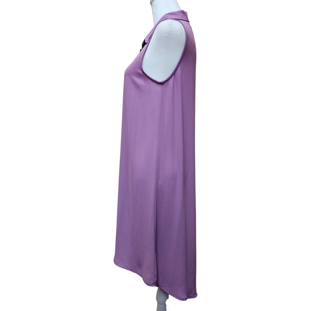 GLAM Purple Collared Button Up Sleeveless Mini Shirt Dress Size Small - Picture 2 of 3